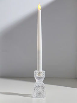 Подсвечник стекло на 1 свечу двусторон "Песочные часы" прозрачный d=2,5 см и 4 см 5х5х9,5 см 10973