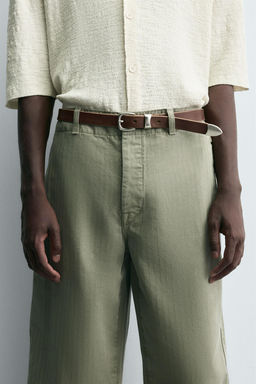 VINTAGE-EFFECT LEATHER BELT