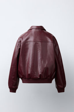 CAZADORA BOMBER EFECTO PIEL / Burgundy - Zara фото 5