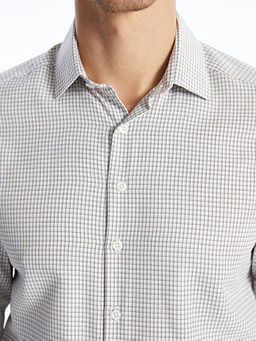 Slim Fit Uzun Kollu Ekose Gabardin Erkek G?mlek