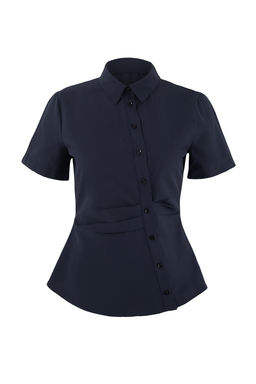 Lacivert Bele Oturan Asimetrik Fitted Gomlek TWOSS26GO00054