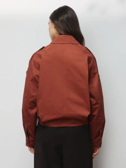 Хлопковая укороченная куртка с ремнем ZR2604102204-21 / Zarina  фото 5