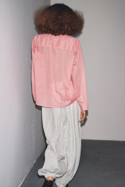 ZW COLLECTION CHECK PYJAMA SHIRT - Zara фото 4