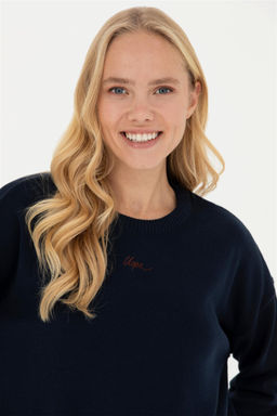 Женский темно-синий свитер с v-образным вырезом - U.s. polo assn фото 2