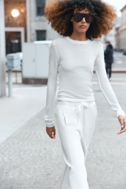 PANTAL?N CINTURA EL?STICA / Blanco - Zara фото 3