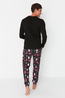 TRENDYOL MAN Siyah %100 Pamuk Bask?l? Regular Fit Orme Pijama Tak?m? TMNAW23PT00025 - Trendyolmilla фото 4