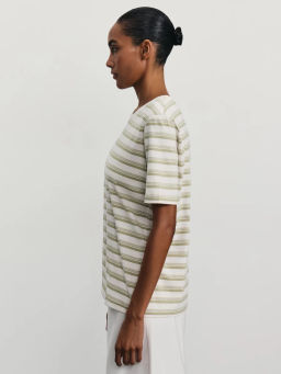 Футболка в полоску из хлопка / Zarina  фото 4