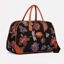 Сумка дорожная, 2 отдела на молниях, длинный ремень, цвет рыжий/разноцветный