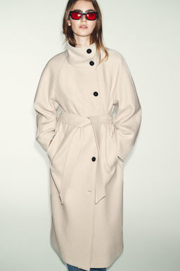 LONG COAT WITH WOOL AND HIGH NECK - Zara фото 8