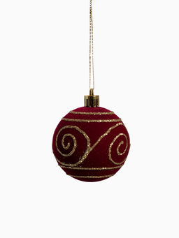 Ёлочные шары «Бархат. Время праздника», d=6 см, 12 шт., завитки снежинки, красный