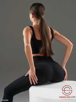 Женские бесшовные леггинсы в рубчик без начёса