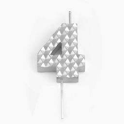 Свеча в торт на шпажке Соты, цифра 4, 7 см, серебро - Simaland фото 3