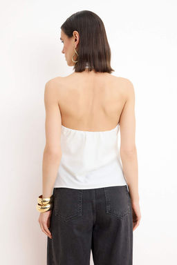 Ekru Aksesuar Detayl? Saten Dokuma Bluz TPRSS26BZ00049 - Trendyolmilla фото 4