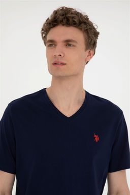 Футболка мужская U.S. Polo Assn базовая темно-синяя из хлопка фото 2