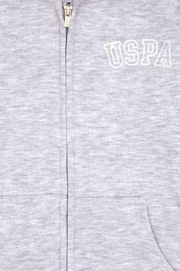 K_z _ocuk A__k Gri Melanj Kap__onlu Fermuarl_ Basic Sweatshirt Sepette S_rpriz _ndirim - U.s. polo assn фото 3
