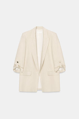 BLAZER ABIERTA MANGA REMANGADA / Beige claro - Zara фото 6