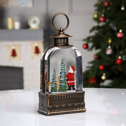 Светодиодная фигура «Фонарь с Дедом Морозом» 10.5×21×6.5 см, пластик, от батареек АААх3, USB, свечение тёплое белое