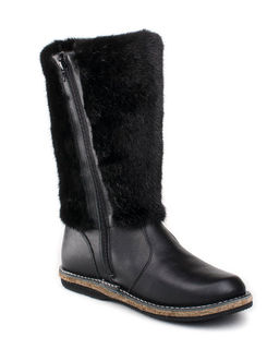 Унты женские на войлочной подошве.Черн., Черная "норка". Молния