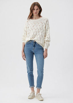 Cindy Gold Shape G?lgeli ?ndigo Mavisi Jean Pantolon