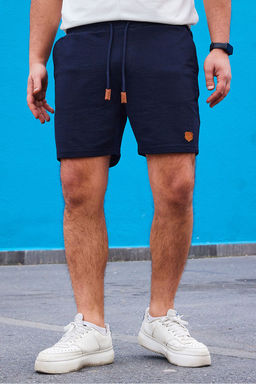 Lacivert Regular/Normal Kesim K?sa Boy PU Etiketli Lastik Belli Bagc?kl? Sort TMNSS22SR0403