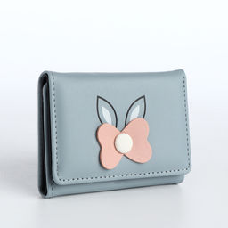 Кошелёк «Цветочек», маленький, для девочки, на кнопке, голубой