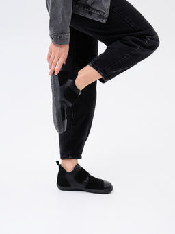 Ботинки женские демисезонные черные 206.NATAbl.Черная кожа+черная замша/Байка