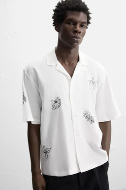 EMBROIDERED COTTON/LINEN SHIRT - Zara фото 12