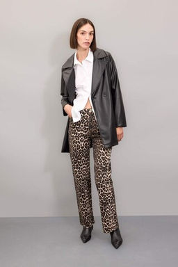 Straight Fit Gabardin K?sl?k Pantolon Yuksek Bel Y?lan Desenli Uzun Boy - Defacto фото 4