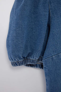 Mavi Balon Kollu D__me Detayl_ Peplum Denim Bluz TWOAW27BZ00037 - Trendyolmilla фото 8