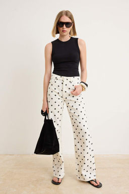 _ok Renkli Puantiye Bask_l_ Y_ksek Bel Wide Leg Jeans TWOSS26JE00314