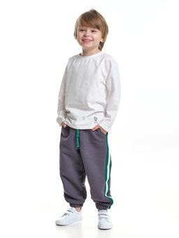 Брюки с лампасом для мальчика штаны спортивные 22-7681 светлый графит - Mini maxi фото 4