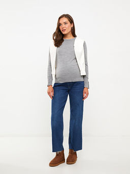 Bisiklet Yaka D?z Uzun Kollu Hamile Triko Kazak