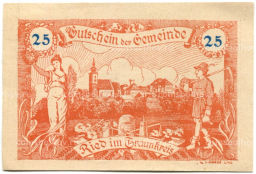 Банкнота 25 геллеров 1920 года Австрия  Рид-им-Траункрайс (нотгельд)
