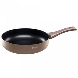 Сковорода с антипригарным покрытием д26см Комфорт, h6,3см, s2,5мм, дно д19,3см, s3мм, глубокая, штампованный алюминий, бакелитовая ручка, TalleR (Китай) Подходит для всех видов плит, включая индукционную.