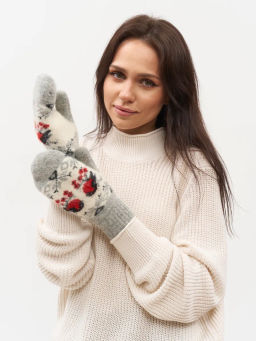 Варежки женские Два снегиря с орнаментом КРУГ 3428-3 - Рассказовские варежки фото 4