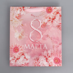 Цена за 2 шт. Пакет подарочный ламинированный, упаковка, С 8 марта, цветы, M 30?26?9 см