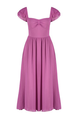 Fusya Belden Ac?lan Sifon Astarl? Midi Dokuma Elbise TWOSS24EL00541