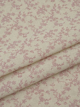 Хлопколен Туаль де Жуи - прованс цветы цв.брусника (на суровом), ш.1.4м, лен-15%, хл-85% - Купава фото 7