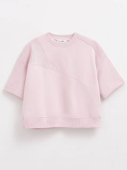 CONTE Комбинированная футболка из футера c вставками в рубчик LD 2573 crystal pink