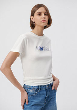 Kedi Istanbul Bask?l? Beyaz Tisort