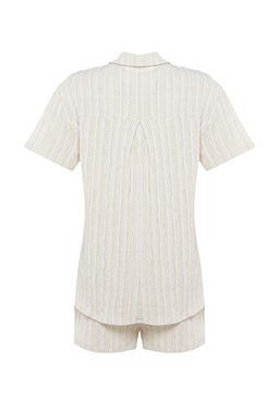 Ekru Dokuma Plaj Gomlek-Sort Tak?m TBESS23AU00054 - Trendyolmilla фото 8