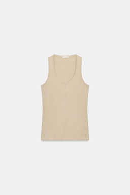 TOP BOTONES CON LINO / Piedra