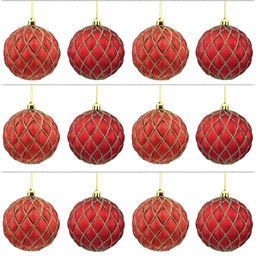 Набор из 12шт Украшение новогоднее Шар "Золотая сетка", D10 см, L43 W33 H10 см