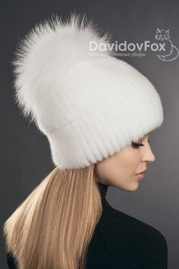 шапка Буратино норка белая - Davidovfox фото 3