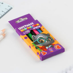 Карандаши мини цветные ArtFox STUDY, заточенные, круглые 6 цветов, корпус деревянный, картонная коробка с европодвесом.  фото 5