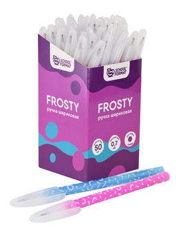 Цена за 10 шт.Ручка масляная Schoolformat FROSTY с принтом синий 0,7 мм ассорти