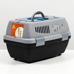 Переноска для животных с откидной прозрачной крышей 48х33х29,5 см, серая - Пижон фото 3