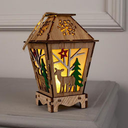 Ёлочная игрушка Фонарь с оленем, 16х10х10 см, от батареек, свечение тёплое белое - Luazon lighting фото 3