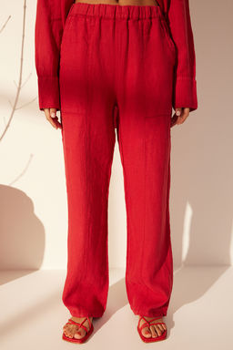 Beyaz %100 Keten Cep Detayl? Yuksek Bel Wide Leg Pantolon TWOSS24JE00247 - Trendyolmilla фото 10