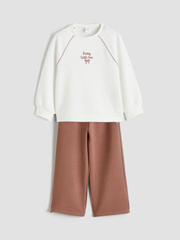 Bisiklet Yaka K?z ?ocuk Sweatshirt ve E?ofman Alt?